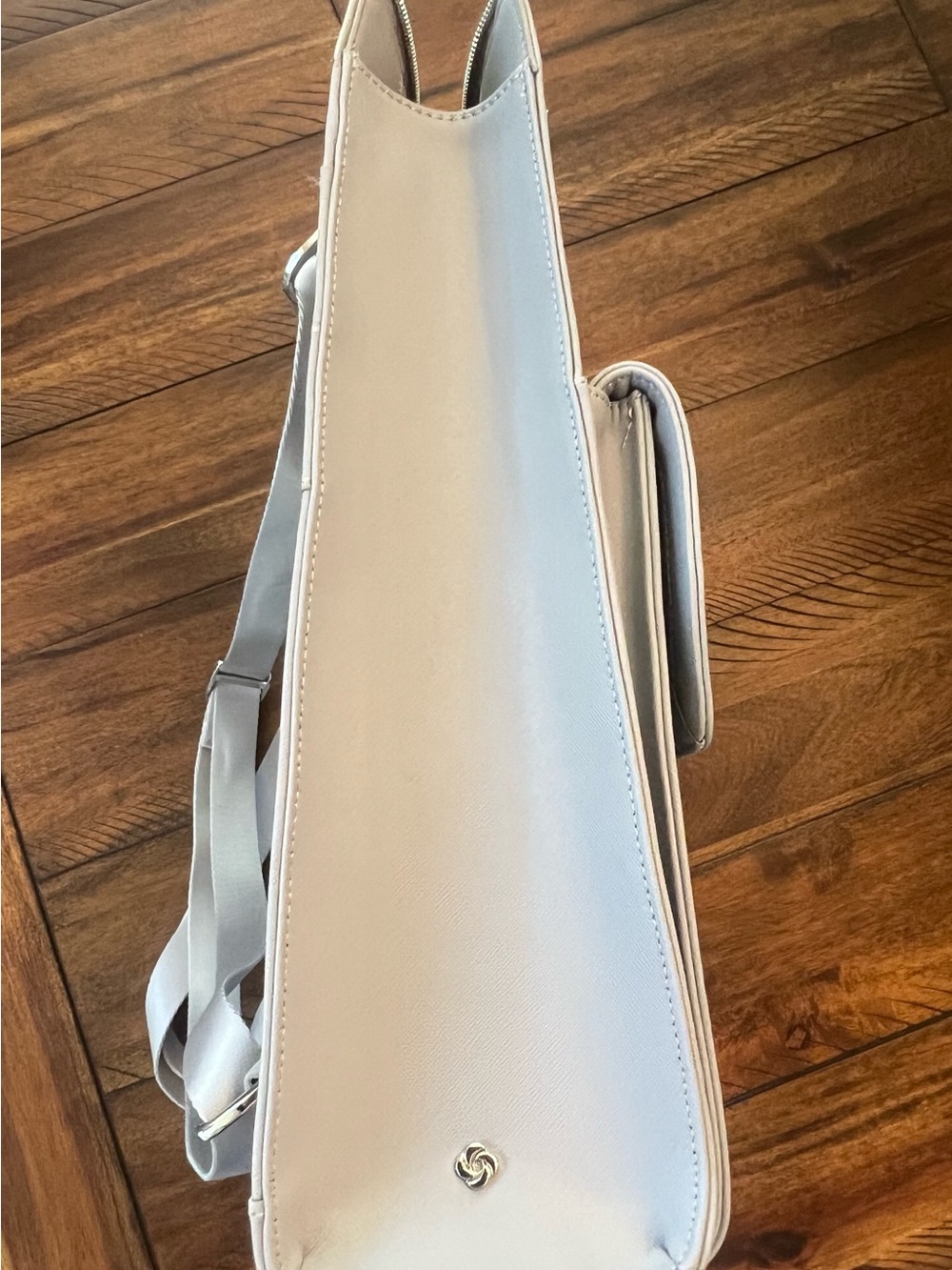 Samsonite Light Gray Structured Leather Backpack - Picture 10 of 12